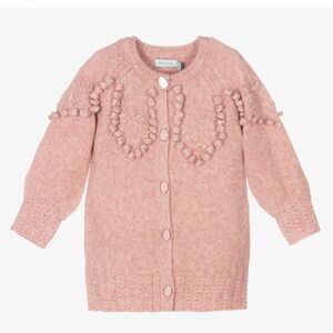 Abel & Lula girls pink knitted floral cardigan